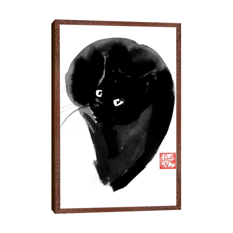 Cat Ball 1 Piece Wall Art on Canvas, 66.04 cm H x 45.72 cm W, Classic Brown Wood Framed