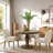 Auturo Round Mango Wood Hand Carved Pedestal Sienna Gray Finish Dining Table-125308501