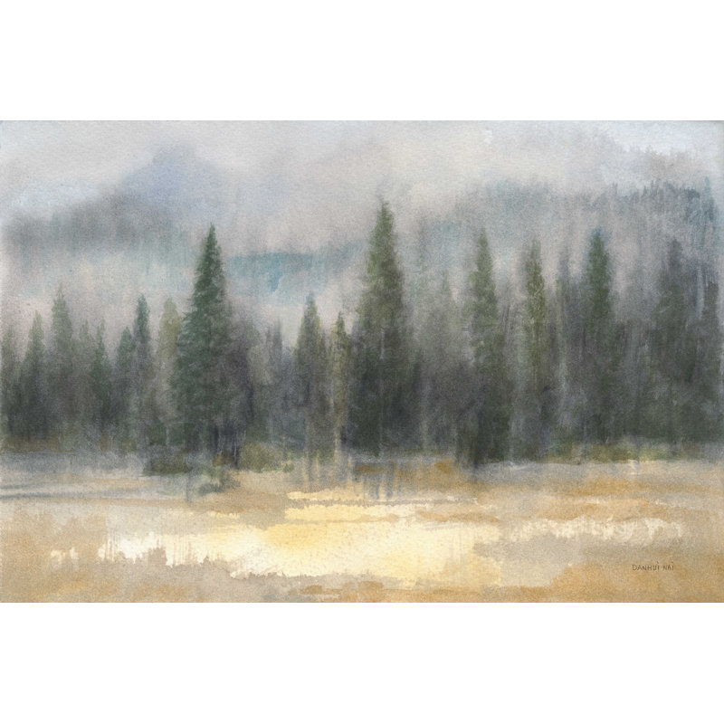 Misty Pines - Impression sur toile tendue, H 8 po x l 12 po, Non, Toile tendue