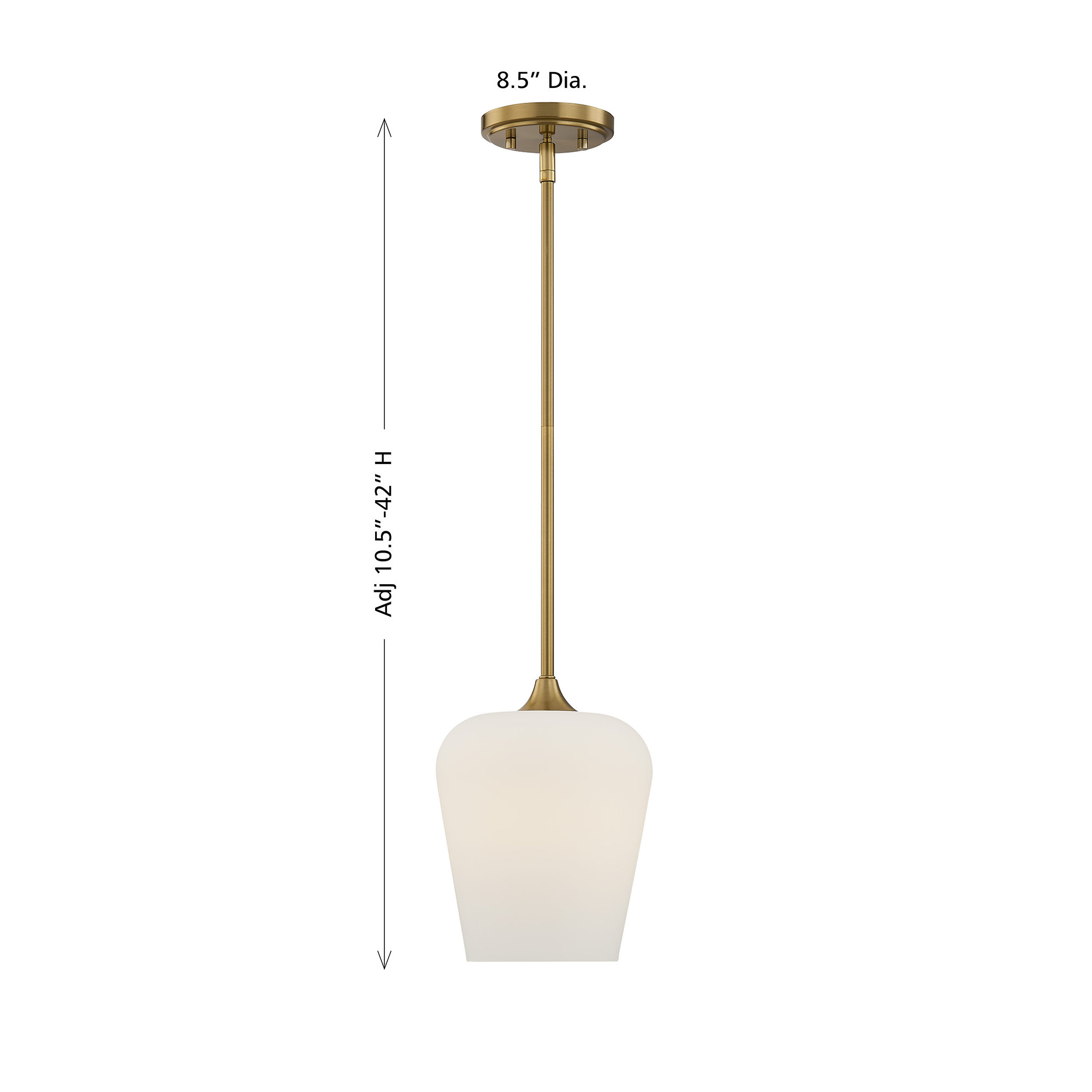 Breena Single Light Glass Steel Dimmable Pendant, White, Warm Brass