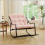 Chaise berçante d'extérieur avec coussin épais ultra-confortable, parfaite pour le salon, la chambre à coucher et le coin lecture, structure noire avec coussin rose