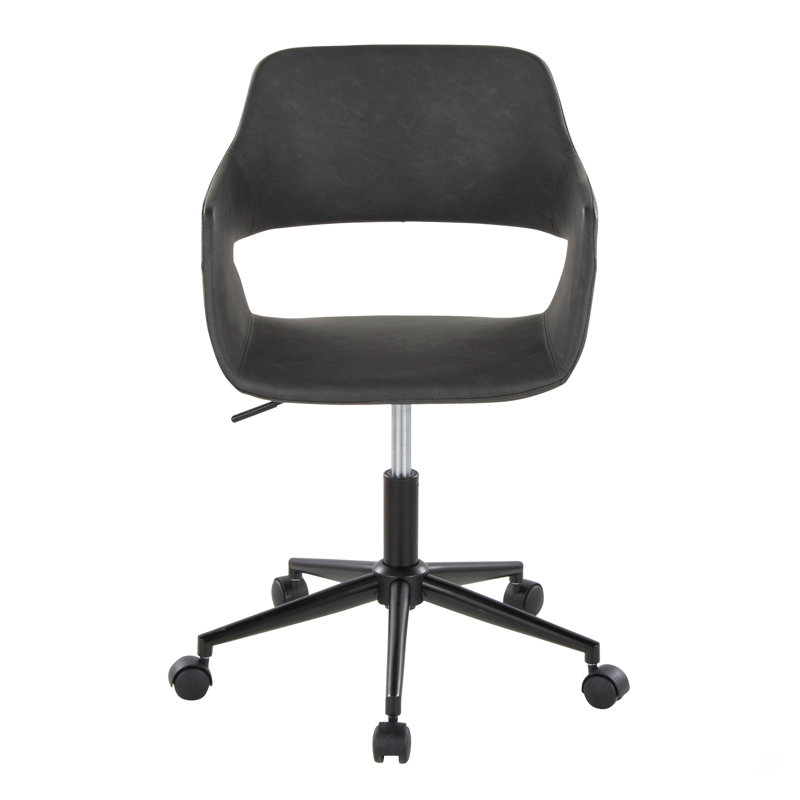 Contemporary Task Chair In Black Metal, Gray, Black