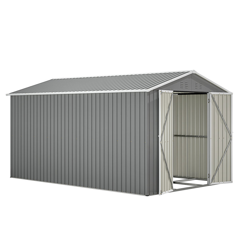8 X 12 FT Outdoor Storage Shed, Gray, 79.27" H x 94.63" W x 146" D