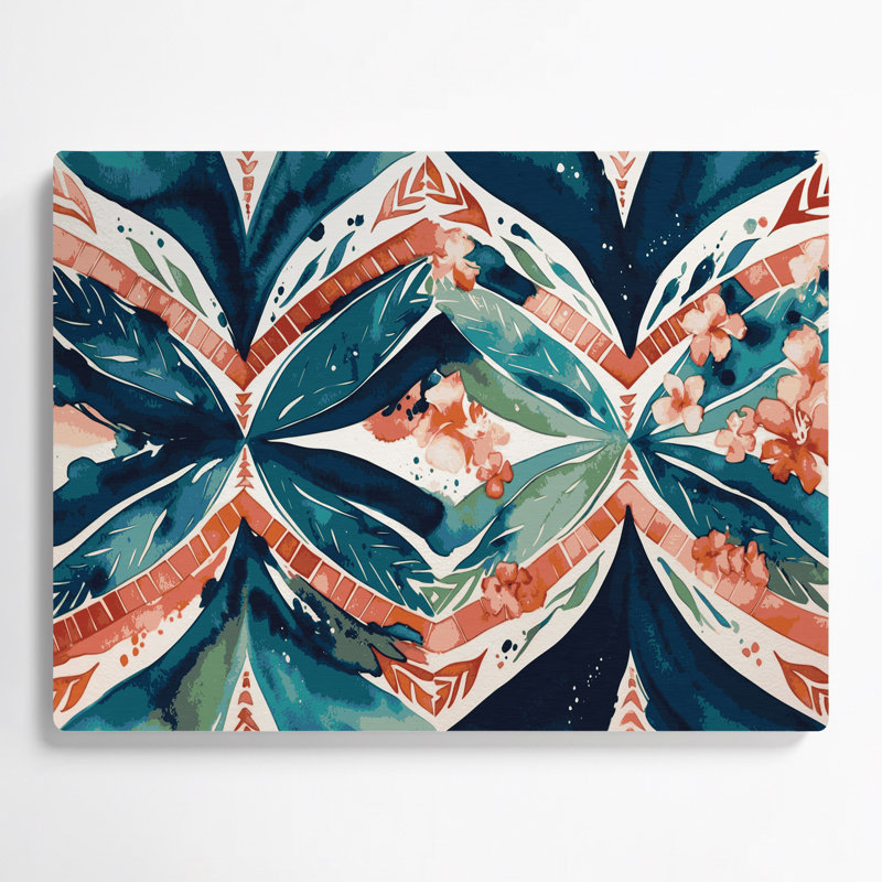 Art mural hawaïen avec motifs en métal bleu, H 11 po x l 14 po