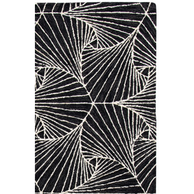 Tapis gris anthracite / ivoire en laine / coton touffeté à la main Brindy