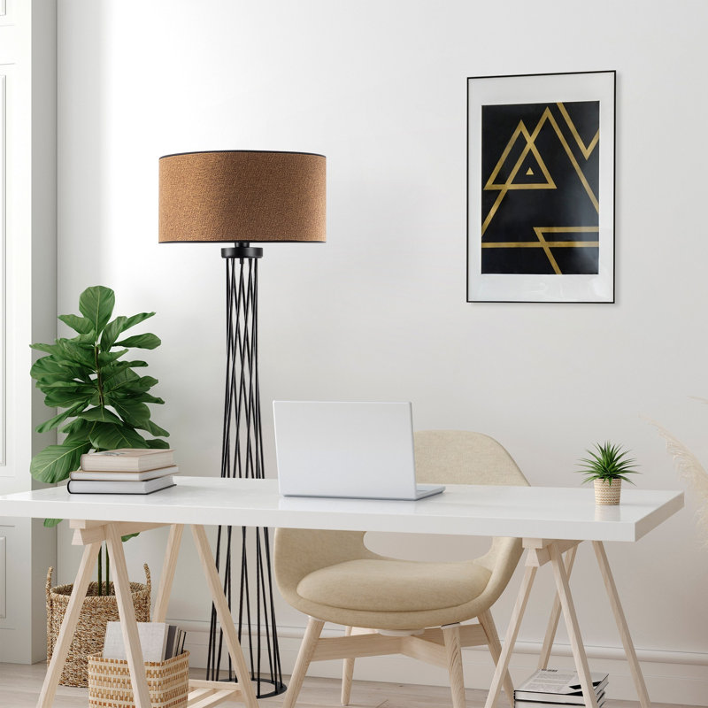 68.78'' Black Traditional Floor Lamp, Yellow