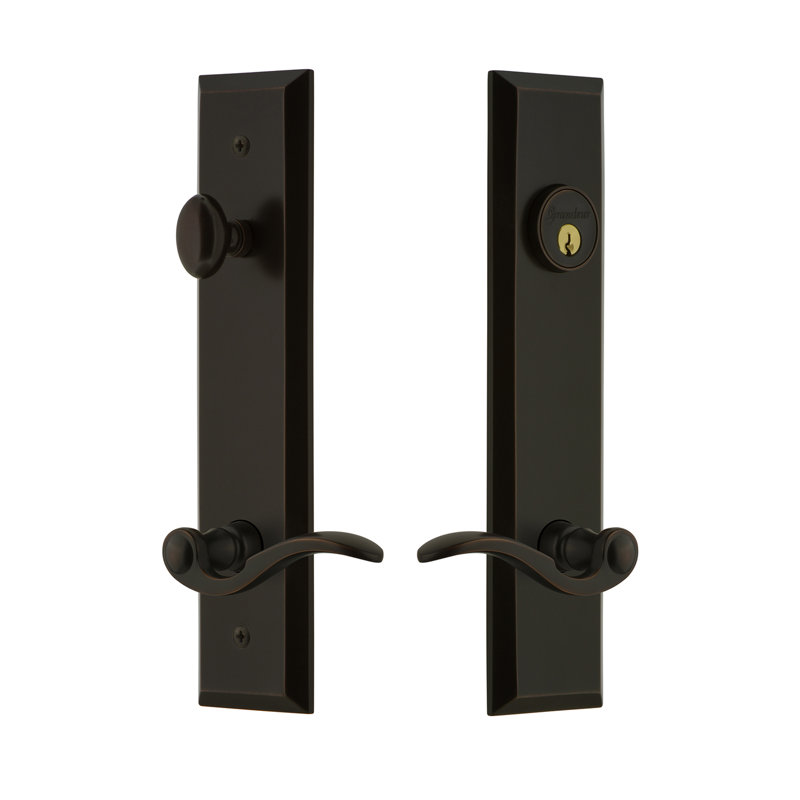 Complete Fifth Avenue Entry Lever Set with Single Cylinder Deadbolt, Timeless Bronze, 2.75", Left
