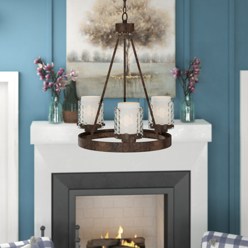 Aahaan 3 - Light Dimmable Wagon Wheel Chandelier
