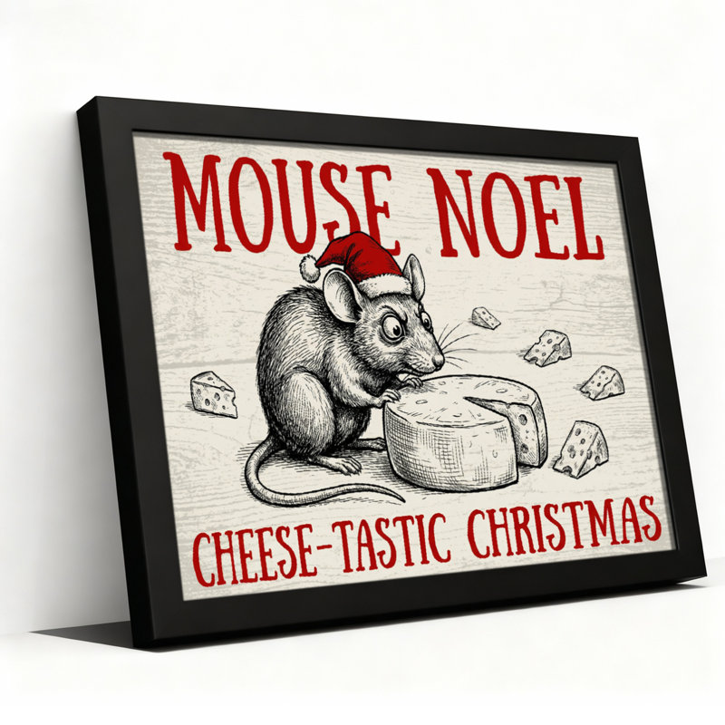 Ensemble de 1 tableau sur toile tendue « Souris Noël Fromage de Noël »