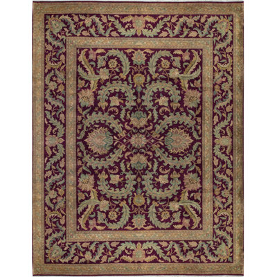 Tapis rouge et brun noué à la main de haute qualité