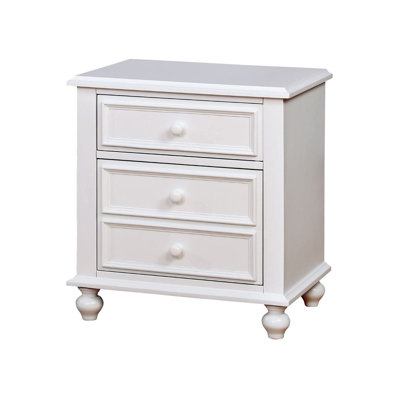 Table de chevet blanche en bois blanc 2 - Décoration de mobilier de chambre à coucher traditionnel avec pieds tournés, assemblage facile, capacité de poids de 200 lb, 2 tiroirs, élément de conservation simple