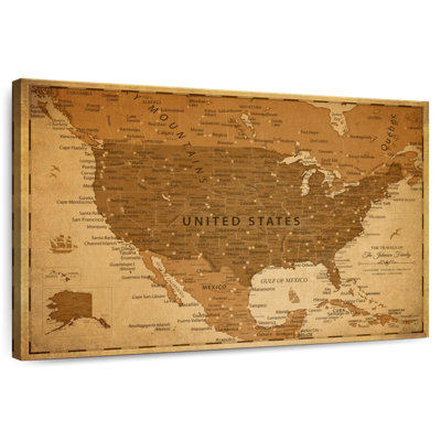 Carte des États-Unis personnalisée avec punaise antique