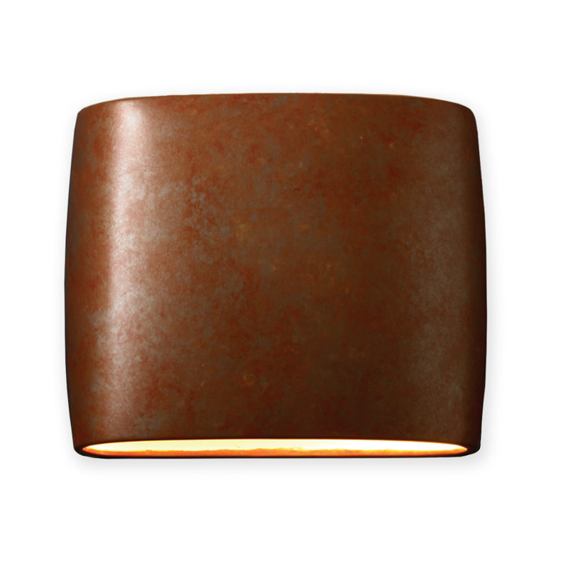 Armance Ceramic Flush Mounted Sconce, Rust Patina, 9.75" H x 12" W x 4" D
