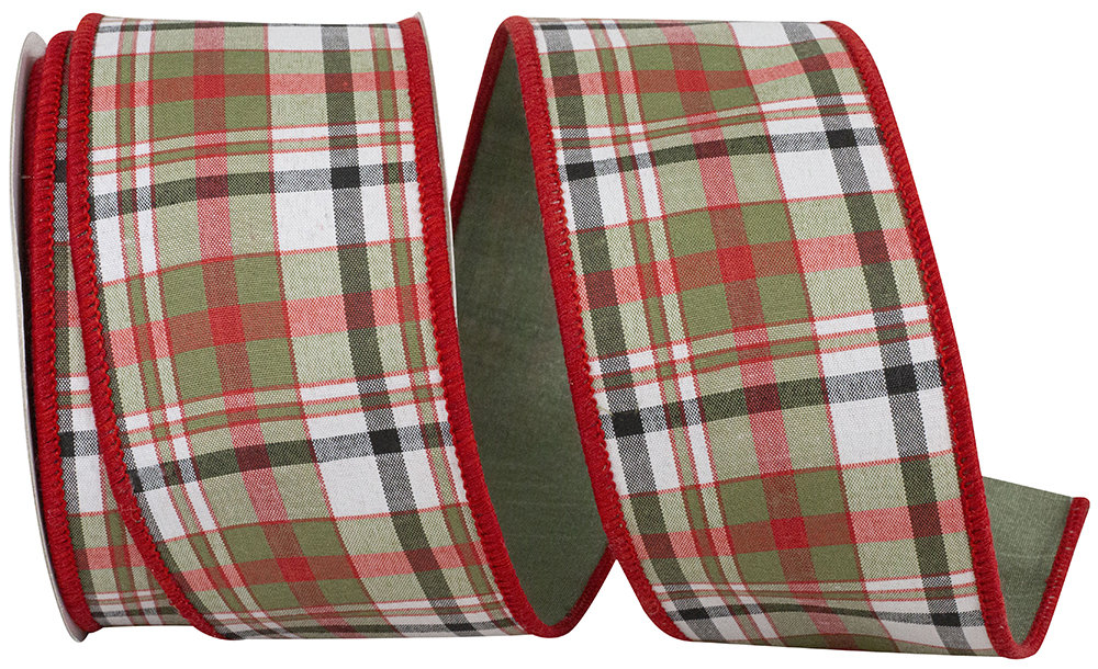 4 Inch Wired Christmas Ribbon Grandisimo Plaid Dupioni Wired Edge ...