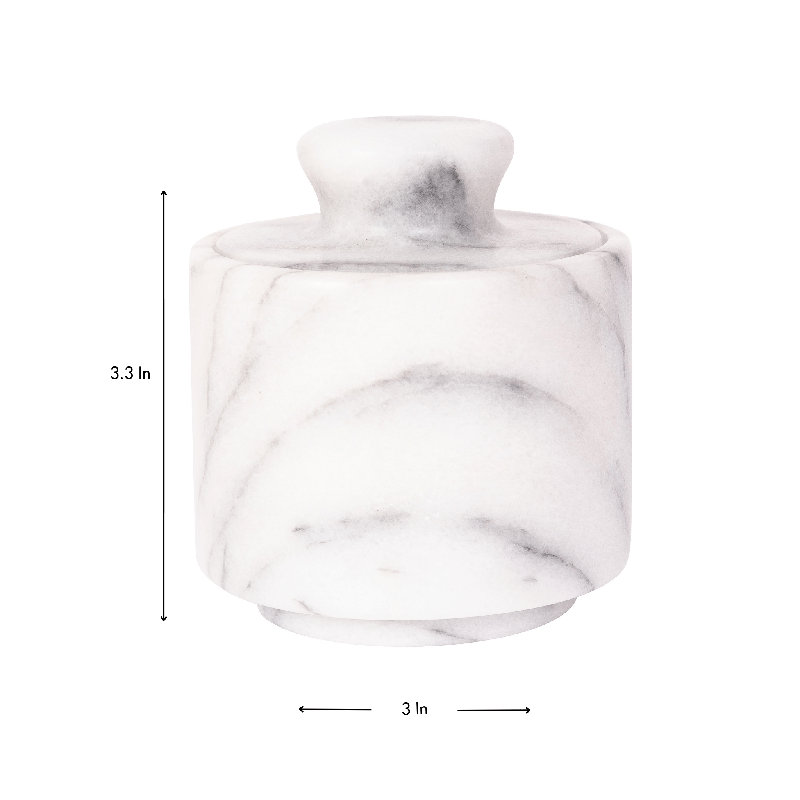 Salière avec couvercle Artifacts Marble ™, Blanc mat
