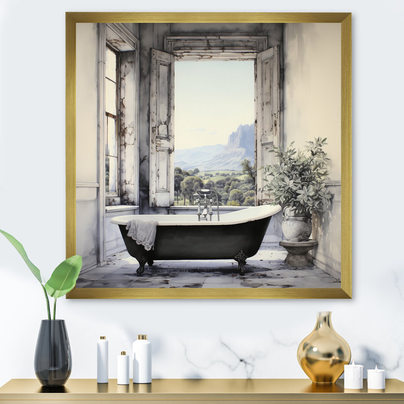 Impression sur toile Bath, H 30 po x l 30 po, Cadre photo unique, Doré