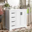 Meuble-lavabo avec lavabo en céramique, tablette réglable et 3 tiroirs-2058397502