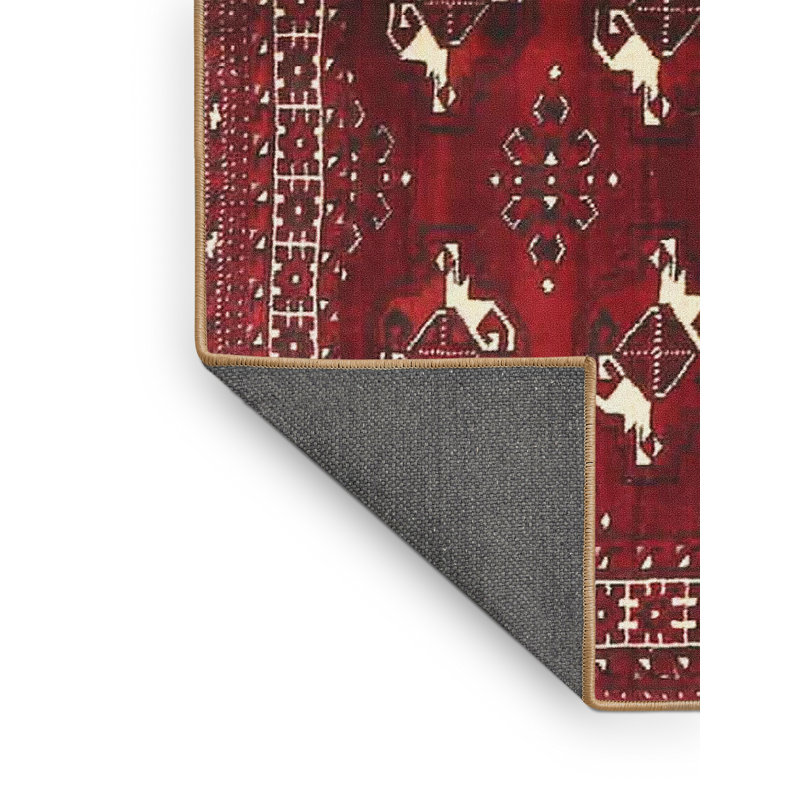 Tapis rouge/brun/beige traditionnel, Rectangle 2 pi x 3 pi