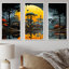 «Yellow African Pygmy Village Chronicles I», art mural tribal africain
