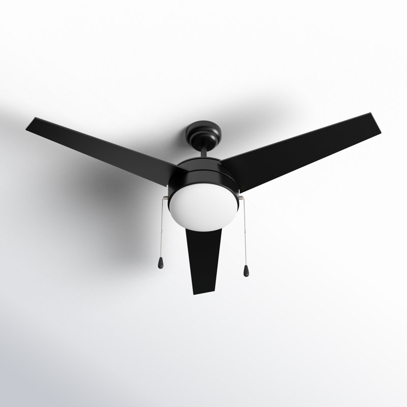 Zagreb 52'' Ceiling Fan with Light Kit, Matte Black