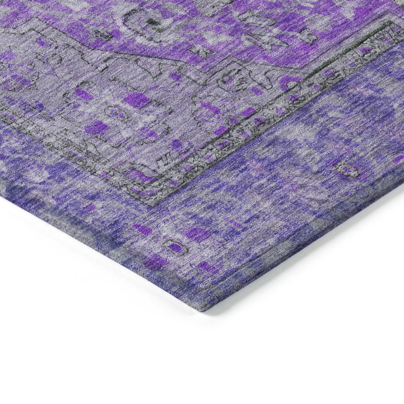 Tapis mauve intérieur / extérieur lavable à la machine Claudian ACN1651, Rectangle 9 pi x 12 pi