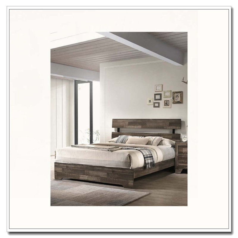 Low-profile Platform Bed, Rustic Brown, Queen