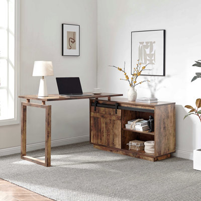 Crédence de rangement pour bureau à la maison en forme de L
