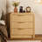 3-Drawer Nightstand with Charging Station, USB-C & AC Ports, Modern Fluted Curved Natural Oak Bedside Table, 19.6" Wide-499642080-498751546