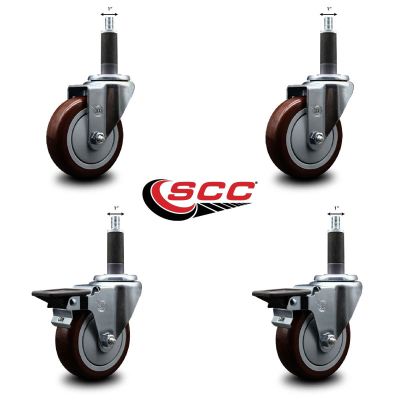 Ensemble de roulettes extensibles pivotantes en poly 1 roue 2 pouces SCC