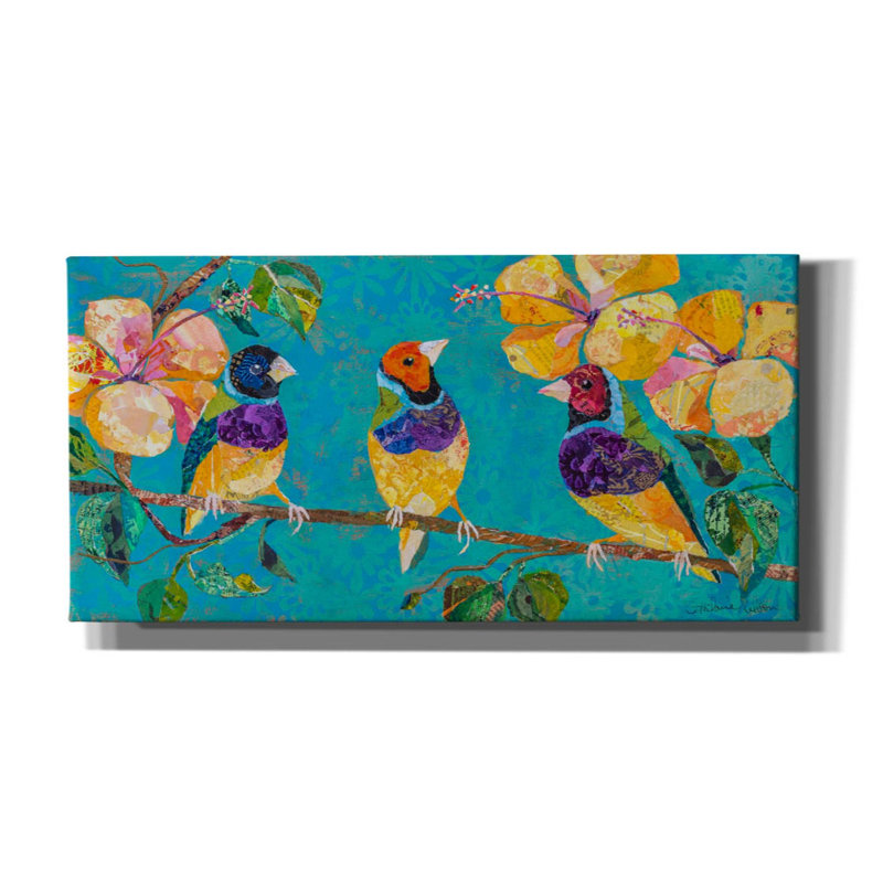 «Tropical Finches» par St. Hilaire Elizabeth, art mural sur toile, H 30 po x l 60 po x P 1,5 po