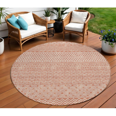 Tapis intérieur lavable rond 8 pi saumon et ivoire 8 pi