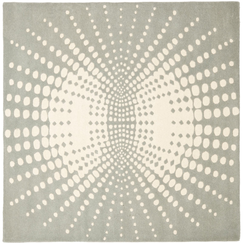 Amier Hand Tufted Wool And Viscose Polka Dots Rug, Square 6'