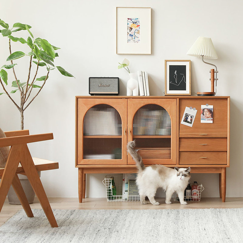 Buffet de rangement multifonctionnel en verre 51,18 po
