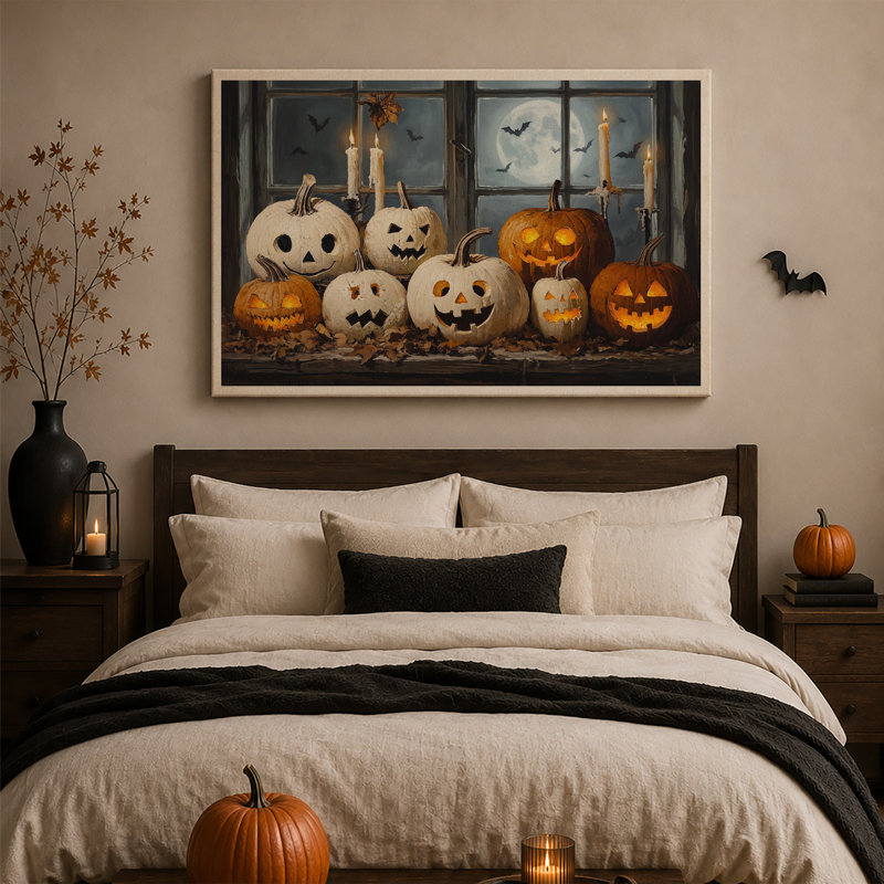 «White and Orange», citrouilles sculptées par Candlelit, H 12 po x l 18 po