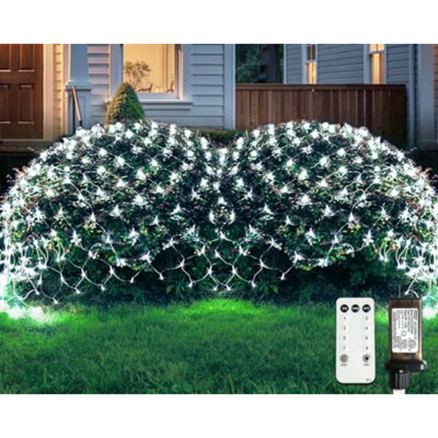 Filet d'extérieur imperméable à l'eau, 12 pi x 5 pi avec 8 modes plus éloignés, 360 lumières à DEL à brancher pour arbre de Noël Bush