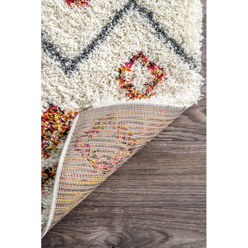 Tapis blanc à poils longs Bejou, Rectangle 7 pi 10 po x 10 pi