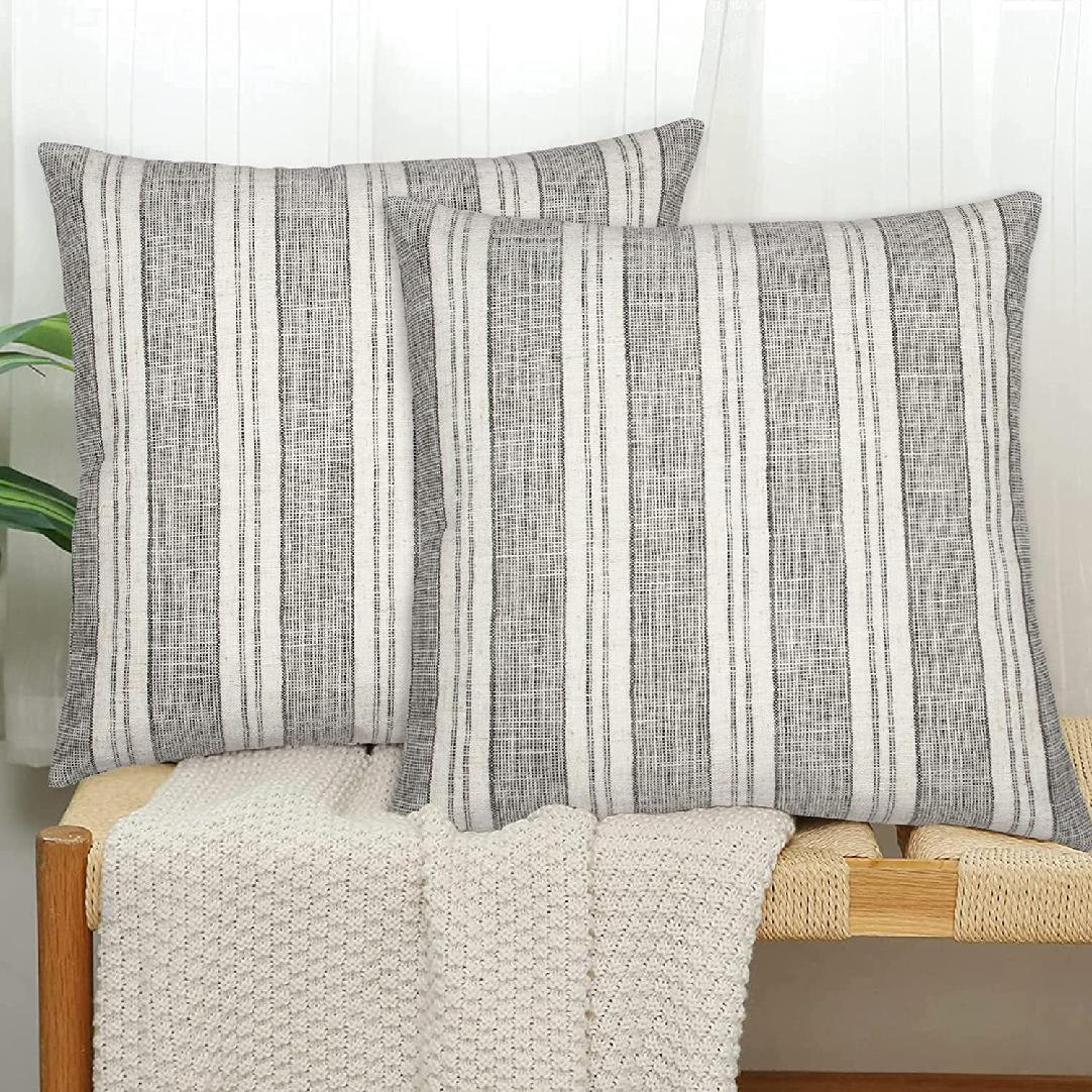 Grey and white discount striped throw pillows