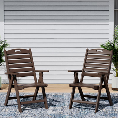 Patio Folding Highback Dining Chair Set Of 2