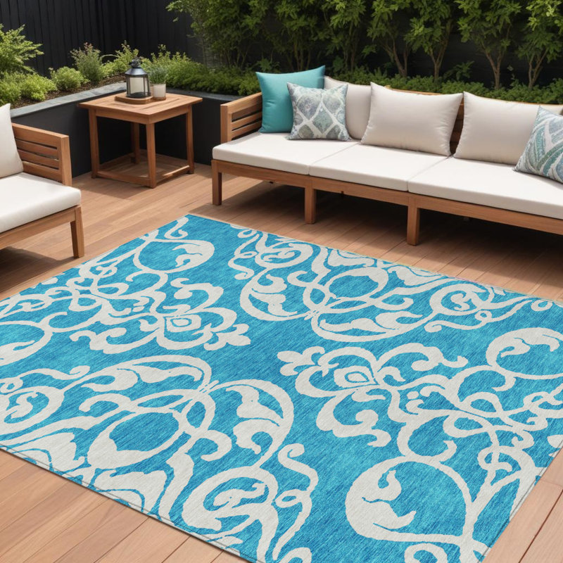 Tapis lavable intérieur / extérieur turquoise 8 pi x 10 pi