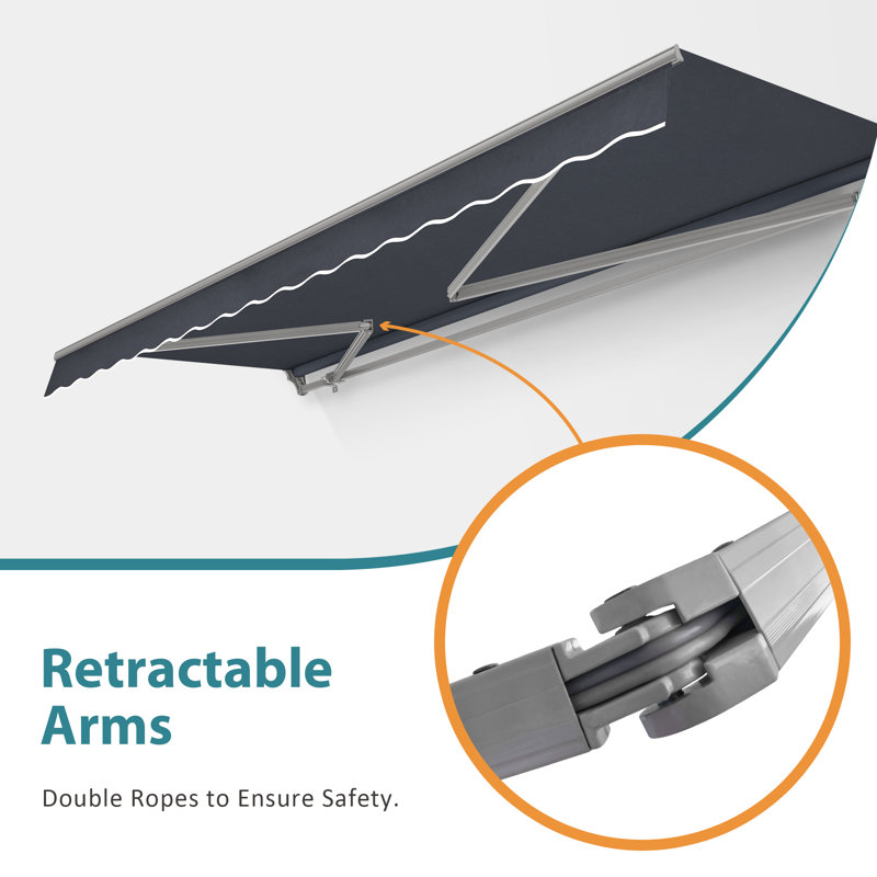 10x8 ft. Powered Retractable Patio Awnings, Outdoor Sunshade Canopy with Remote, Gray