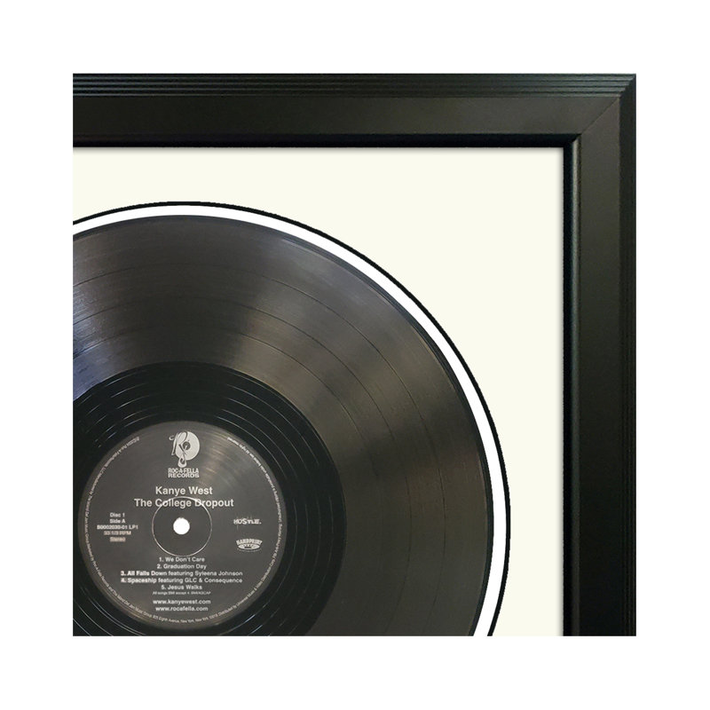 Kanye West "The College Dropout" Framed Vinyl Record Wall Art, LP Album Cover Display, Music Memorabilia Decor, Unique Gift for Vinyl Lovers