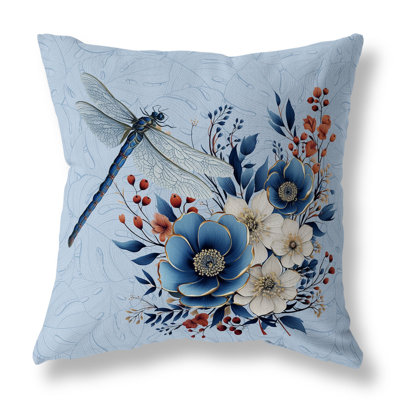 Dragonfly Haven Outdoor Reversible Throw Pillow