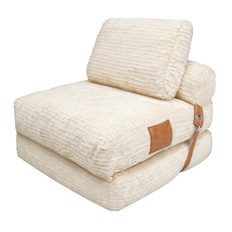 Fauteuil à billes, canapé-lit pliant Lazy, White Flannelette