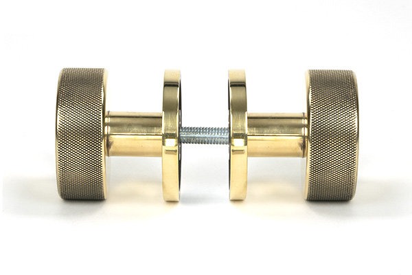 Brompton Interior Mortise Knobset, Aged Brass