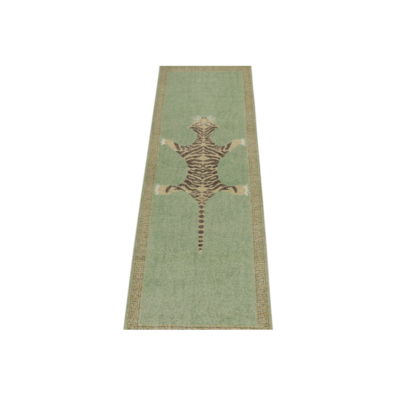 Distressed Homage Hand Knotted Wool Animal Print Area Rug, Runner 2'6" x 12'