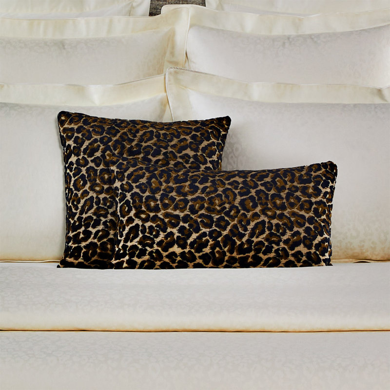 Leopard Decorative Pillow, White/Black, Rectangle 13"H x 22"W