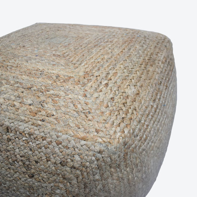 Minehead 30cm Wide Square Solid Colour Pouffe Ottoman, Natural