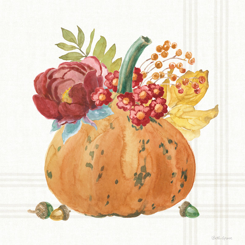 «Wooded Harvest» par Beth Grove, H 12 po x l 12 po, Non, Toile tendue