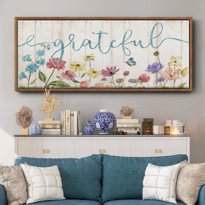 Grateful Wildflowers- Framed Canvas, 20" H x 50" W