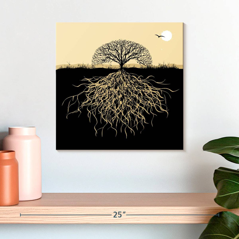 Silhouette d'un arbre Harnek avec des racines, H 16 po x l 16 po
